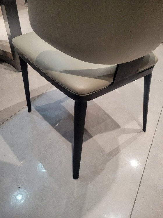 Image 1 of  Modern Upholstered Dining Chair with Metal Legs (Cream)