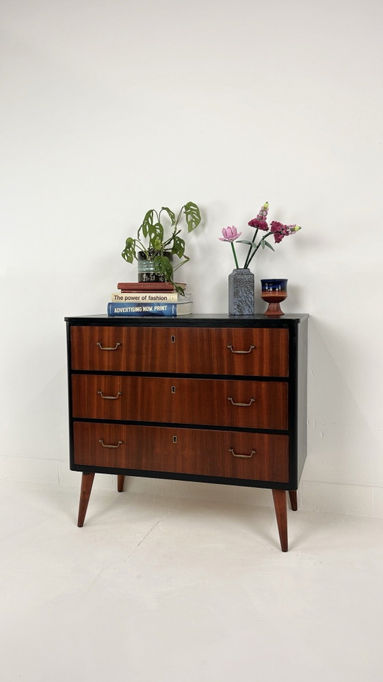 Cassettiera vintage svedese – Cassettiere, Legno, Ottone, Mid Century Modern (photo 3 of 12)