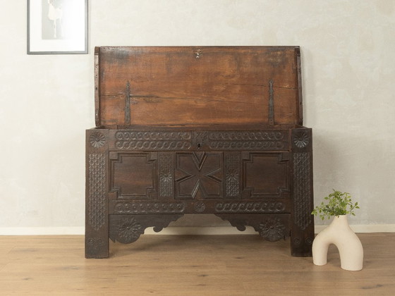 Grafschaft Eiken Kist uit 1748, Opbergkast, Hout, Metaal, Bruin, Rustic (foto 2 van 11)