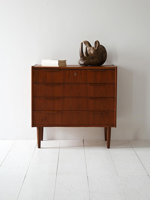 Danish Vintage Teak Chest of Drawers, 1960s – Dark Finish