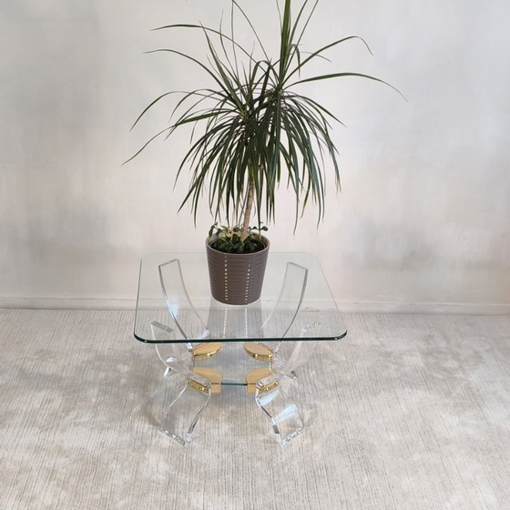 Tavolino da Caffè Lucite & Ottone – Stile Hollywood Regency DLG Charles Hollis Jones – Curvasa Muebles (photo 4 of 18)