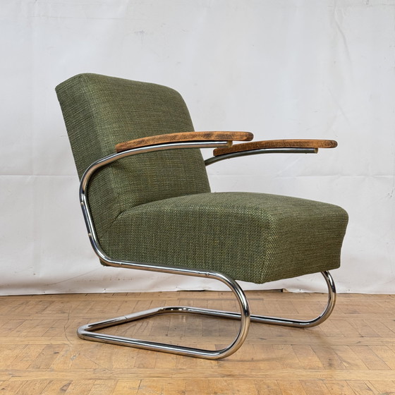 Image 1 of 2x S411 Tubular Steel Armchairs by Willem Hendrik Gispen for Thonet 1930s