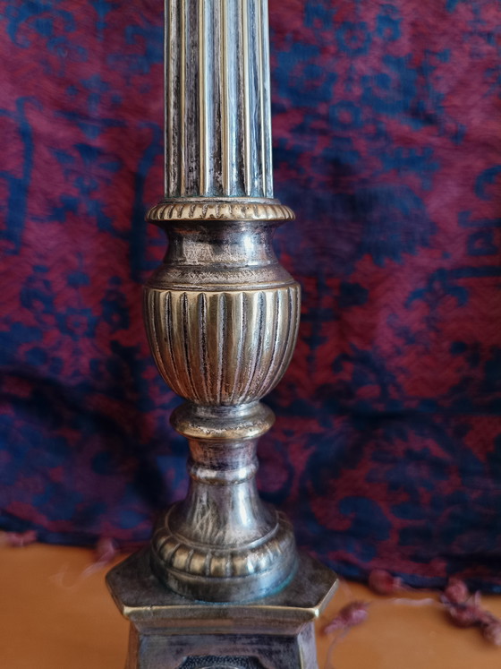 Image 1 of Candelabro de latón plateado, Francia, mediados del siglo XIX.