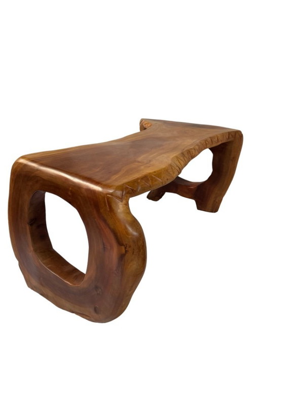 Image 1 of Mesa de diseño estilo tronco de árbol: madera maciza de caoba de una sola pieza