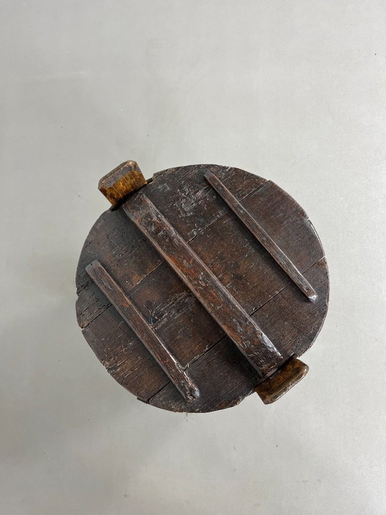 Image 1 of Antique, rustic wooden barrel with lid, Sweden, 1920s.