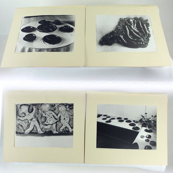 Image 1 of Set van 4 grote vintage foto's van keramisch kunstwerk door Ditta Abrahámová, Tsjecho-Slowakije 1980