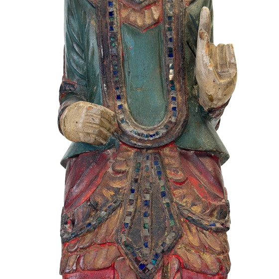 Standing Burmese Nat Spirit Deva – Mandalay Style Myanmar ca. 1930–1950 – Sculpture (photo 10 of 10)