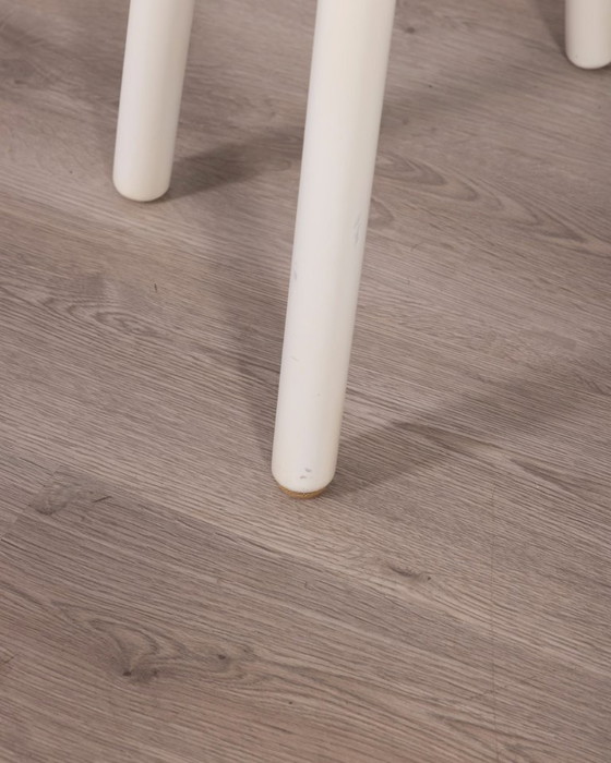 Image 1 of Set di 4 sedie vintage anni '80 in legno e vinile rosso, design italiano.