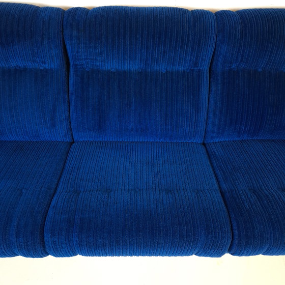 Image 1 of Vintage modulaire bank 3 delen koningsblauwe corduroy stof