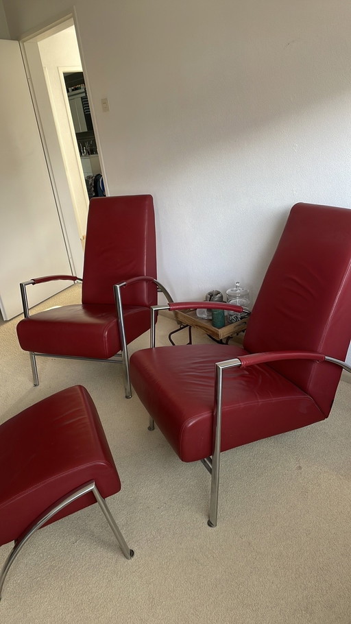 2 fauteuils club et pouf Harvink