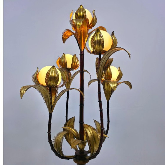 Image 1 of Hollywood Regency Lamp Florentiner Bamboe Palmboom Verguld