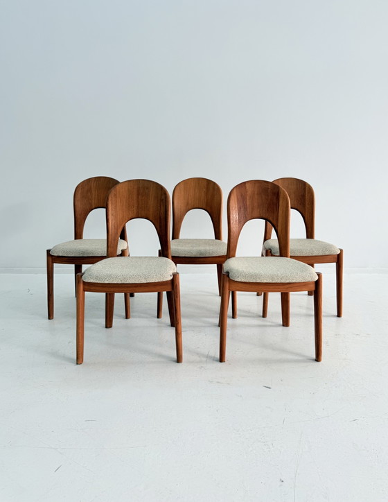 Set van 5 vintage ‘Morten chairs’, Koefoeds Hornslet ‘70 – Eetkamerstoelen, Wood, Wool (photo 9 of 9)