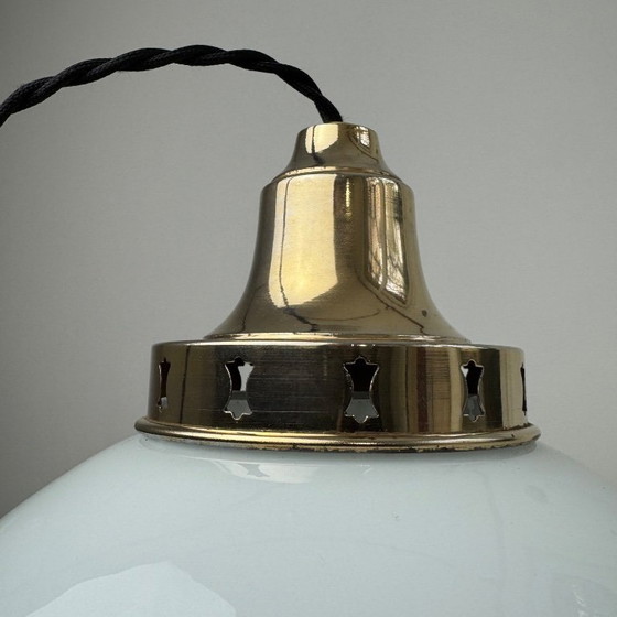 Image 1 of Vintage Opaline Glass Pendant Light, 23 cm XL