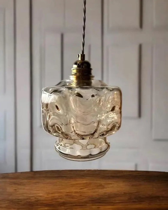 Image 1 of Vintage glazen hanglamp