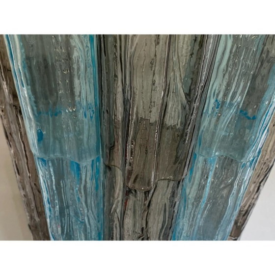 Image 1 of Pair of Italian Murano Glass Tronchi Wall Sconces in Grey and Light Blue