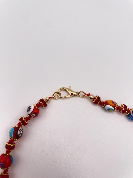 Image 1 of collana vetro di murano rosso con murrine - 45 cm