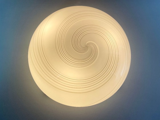 Image 1 of Murano art glass Swirled three-light large wall/ceiling lamp. Italy, 1980s.