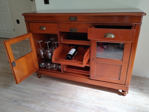 Armoire du Vigneron. Handcrafted cherry wood wine cabinet