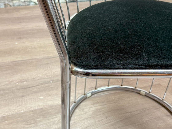 Vintage Wire Chair Set of 4 – Chrome/Black | Space Age – Dining chairs, Textile (photo 13 of 17)