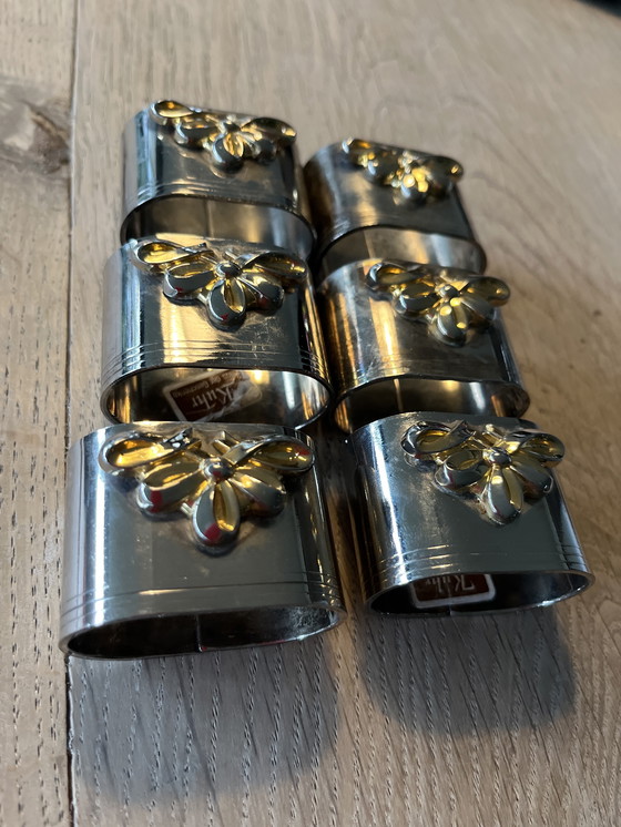 Image 1 of 6 Vintage Verzilverde Servetringen