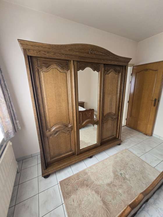 Image 1 of Mobiletto originale in rovere autentico con 2 ante in rovere e 1 anta a specchio