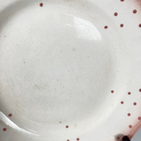 Image 1 of Set of 2 pink Salins-les-Bains plates, pre-1970