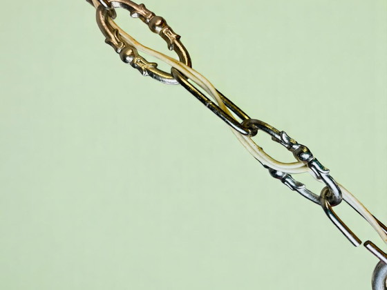 Image 1 of Portuguese Mid Century Modern Green Opaline Milk Glass Chandelier for High Ceilings, 1940s-50s