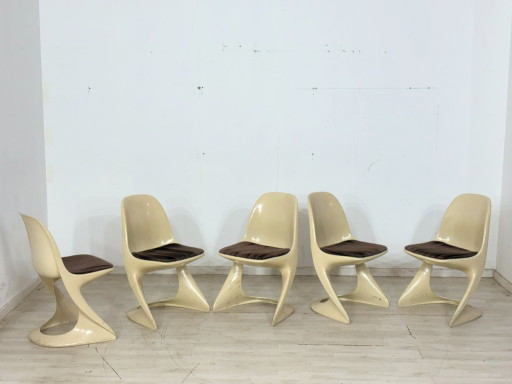 Set van 5 Casalino Casala stoelen / Vintage Space Age eetkamerstoelen – jaren 70