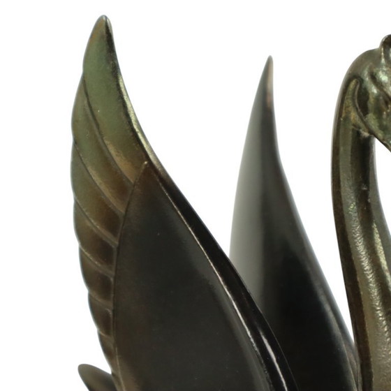 Image 1 of French Art Deco Swan Bookends
