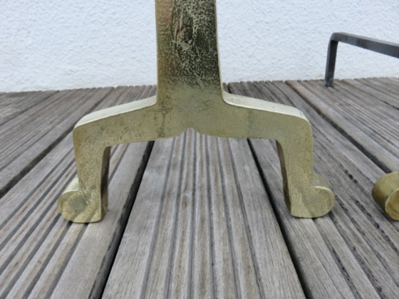 Image 1 of Anciens Chenets "Fleur De Lys" En Bronze Massif, Late 19th century, France