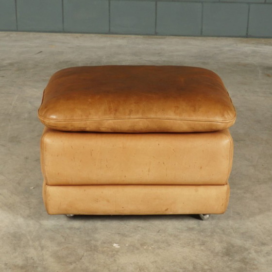 Image 1 of Fauteuil vintage en cuir avec repose-pieds – Hans Kaufeld – années 1970