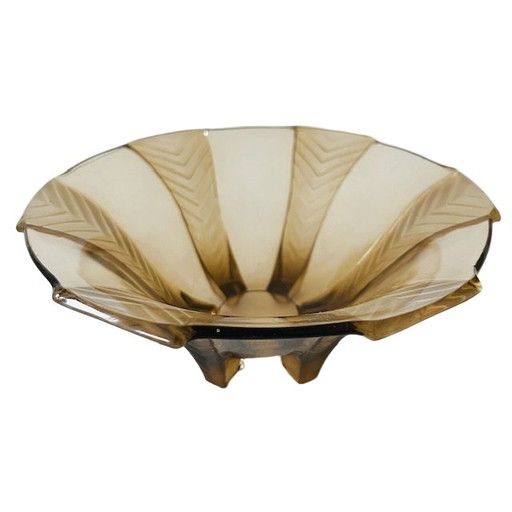 Art Deco dish smoked glass 1930's