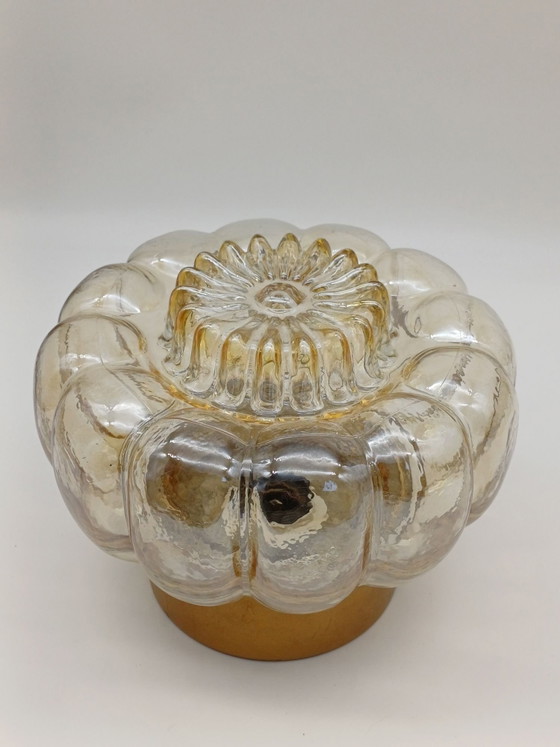 Plafonnier vintage, Verre, Métal, Doré (photo 2 sur 14)