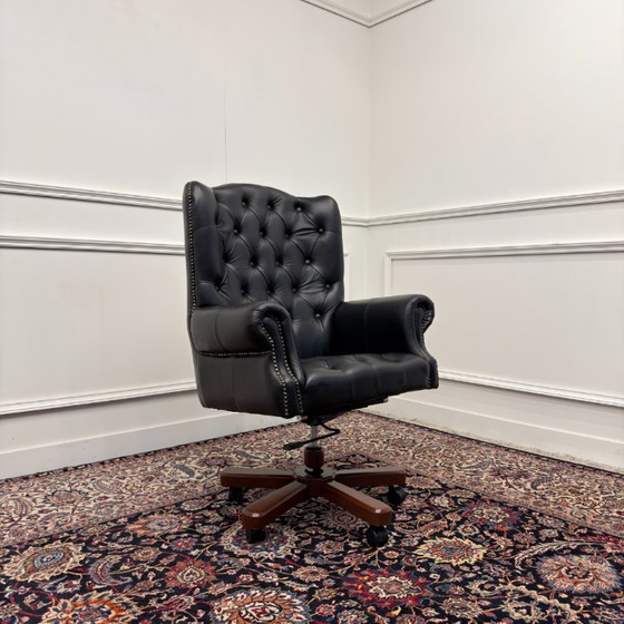 English Rochester Chesterfield Office Chair – Leather, Wood (photo 8 of 8)