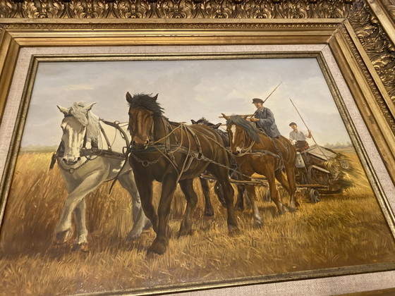 Image 1 of Horse painting with cart John Paymans