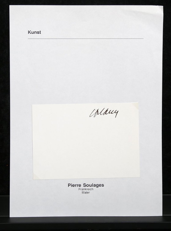 Image 1 of Soulages, Pierre - Handtekening - gemonteerd op DIN A4 vel