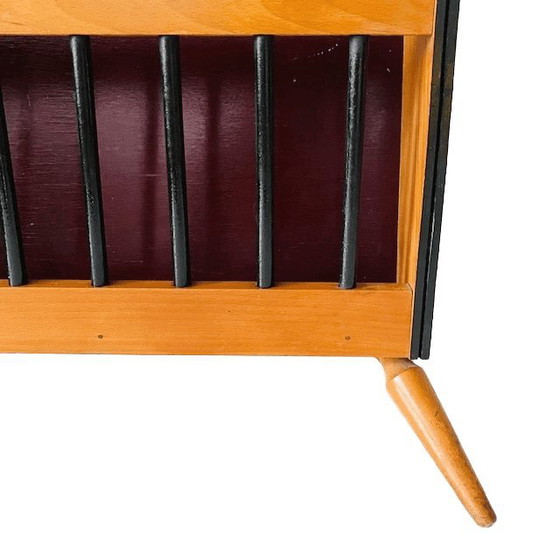 Image 1 of Vintage Mid-century Danish design magazine rack retro reading bin 1960s