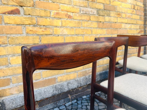 4 sedie Vesterlund in stile Mid-Century Modern danese di Lübke / Erik Buch - palissandro e tessuto