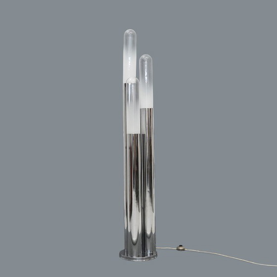 Image 1 of Lampadaire en métal chromé et verre, années 1970