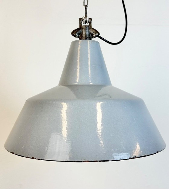 Image 1 of Industrial Grey Enamel Factory Pendant Lamp, 1960s
