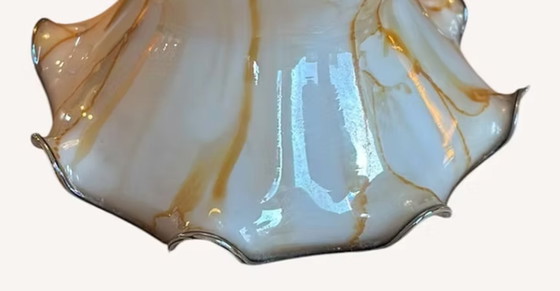 Image 1 of Opaline Lampshade with Golden Brown Veins