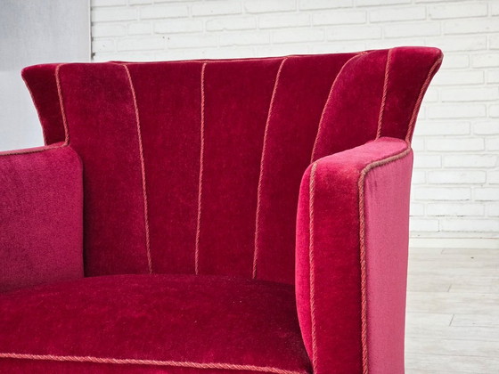 Años 60, Sillón Relax danés, Terciopelo de Mueble Rojo, Patas de Madera de Fresno. – Sillones, Velvet, Wood (photo 19 of 25)