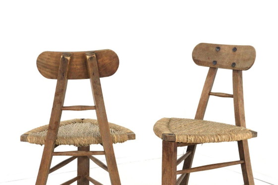 Image 1 of Set of 2 brutalist tripod vintage chairs