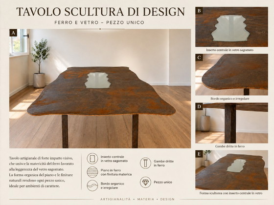 Iron and Glass Sculpture Table – One-of-a-kind – 300 x 150 cm – Dining tables (photo 5 of 5)