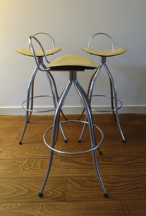 Arbben Space Age 1970 Set Of Three Barstools