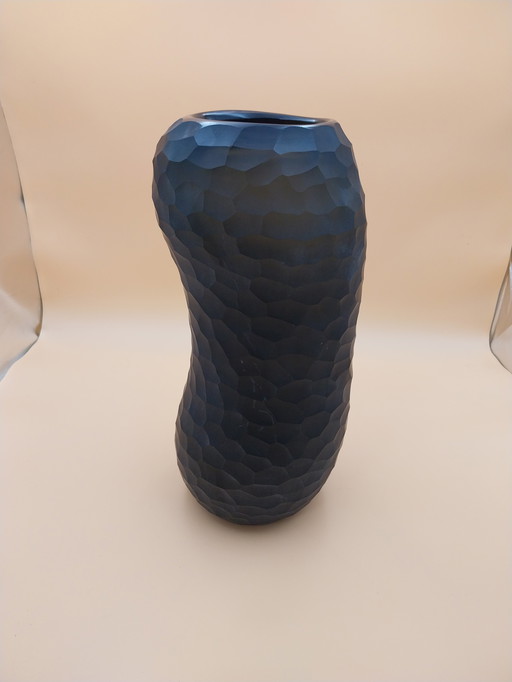 1 x künstlerische Glasvase abstrakte Form geräuchertes Glas