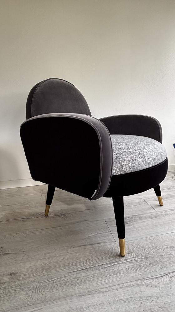 Image 1 of 2x Zuiver Sam Fauteuil. Zwart/grijs.