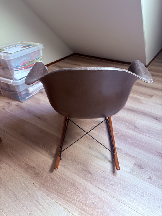 Brown Herman Miller RAR Rocking Chair Design Charles Eames – Metal, Textile (photo 4 of 7)