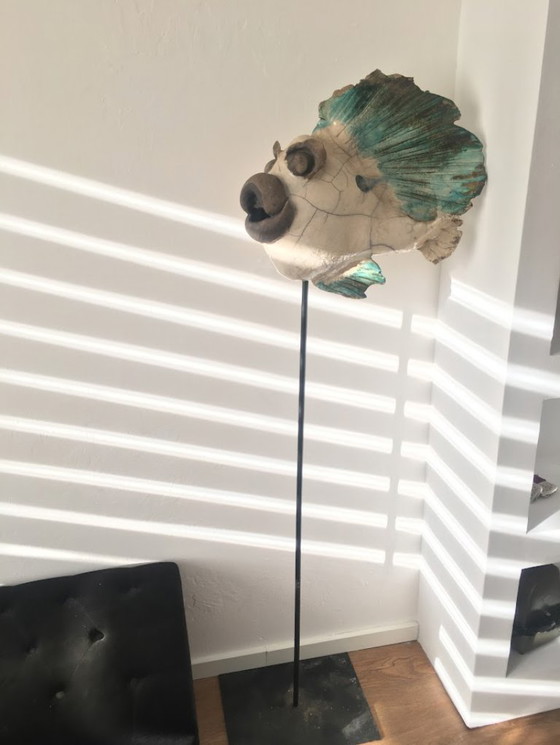 Image 1 of Escultura Raku Craquelé Dorada '95