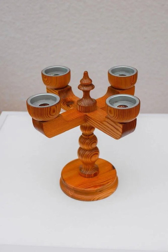 Image 1 of Bougeoir rustique en bois par Jan Johnsson pour Smålandsslöjd, Suède, 1975